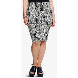 Torrid tan and black skull mini pencil skirt